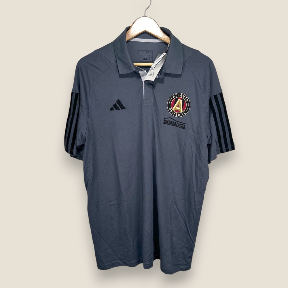 Atlanta United FC Adidas Performance Polo Shirt Men Large Gray Soccer Wicking
